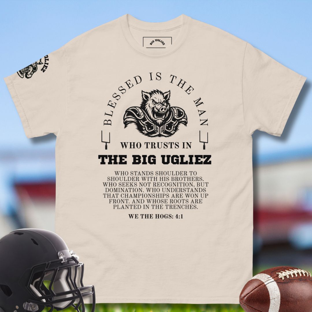 Blessed Is the Man Who Trusts In The Big Ugliez T-shirt in sand color