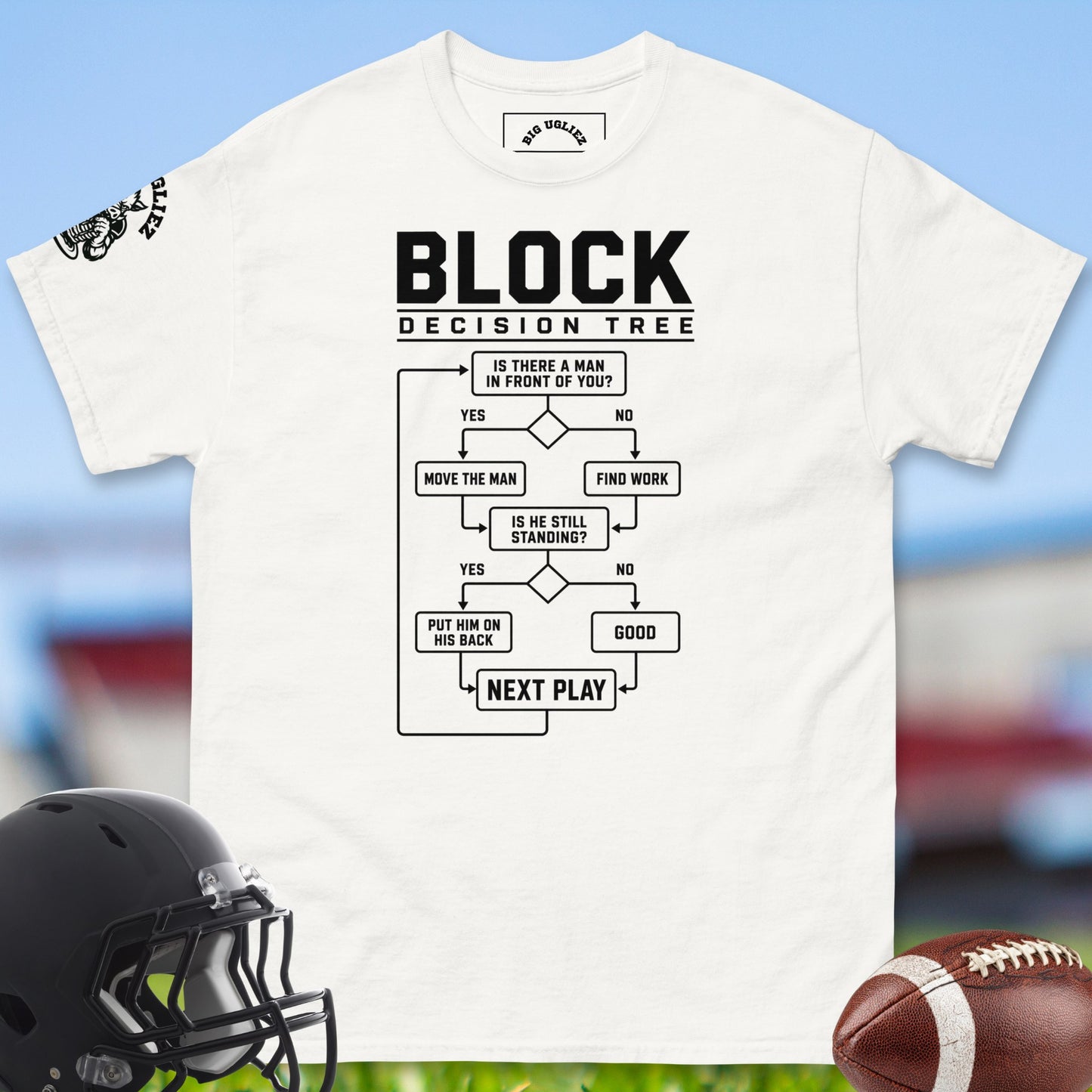 Block_Decision_Tree_T-shirt_for_Offensive_Lineman_in_White