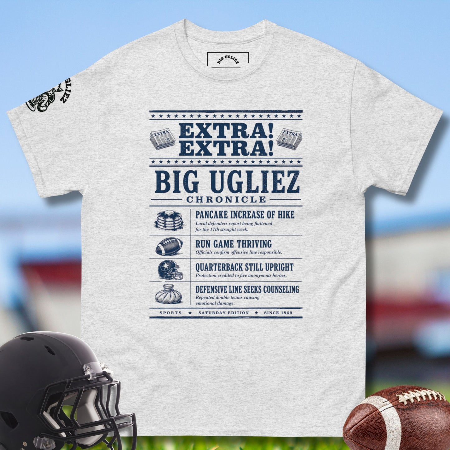 Extra Extra T-shirt for Offensive Linemen by Big Ugliez in ash