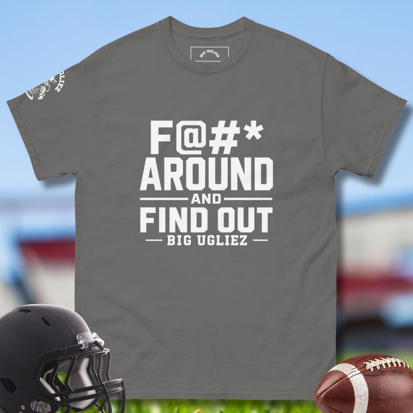 F Around and Find Out Offensive Lineman Tshirt in charcoal