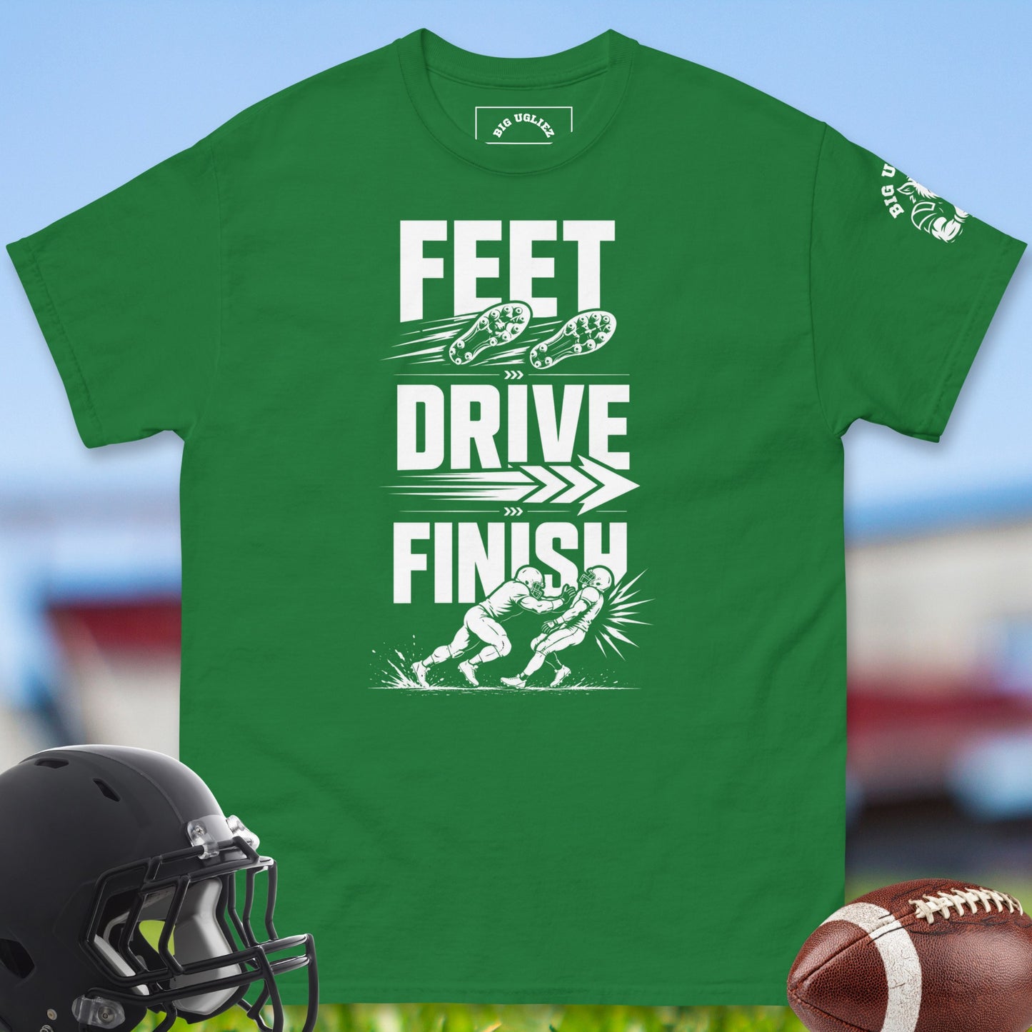 Feet_Drive_Finish_T-shirt_for_Offensive_Lineman_in_Turf_Green