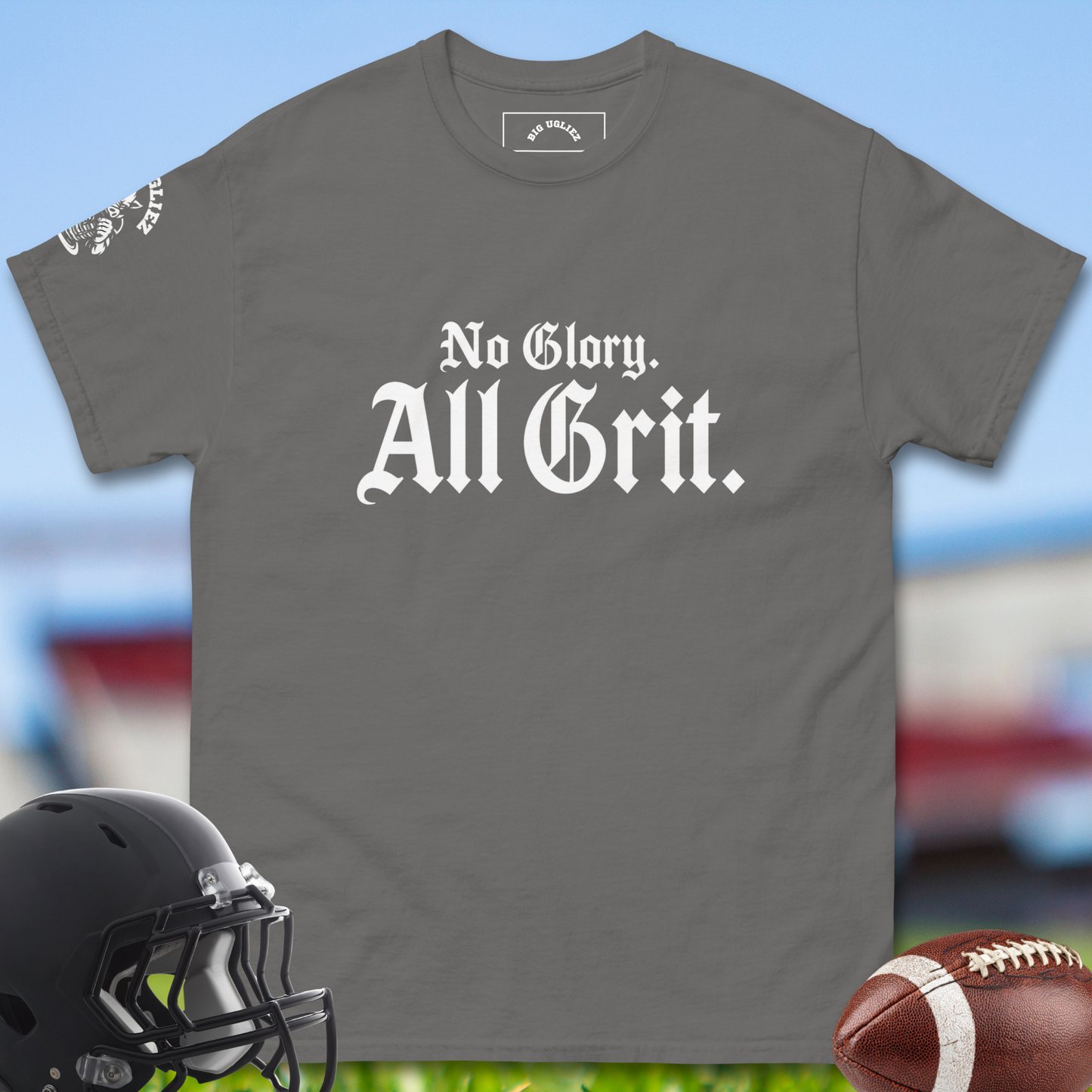 NoGloryAllGritT-shirtforOffensiveLinemaninCharcoal