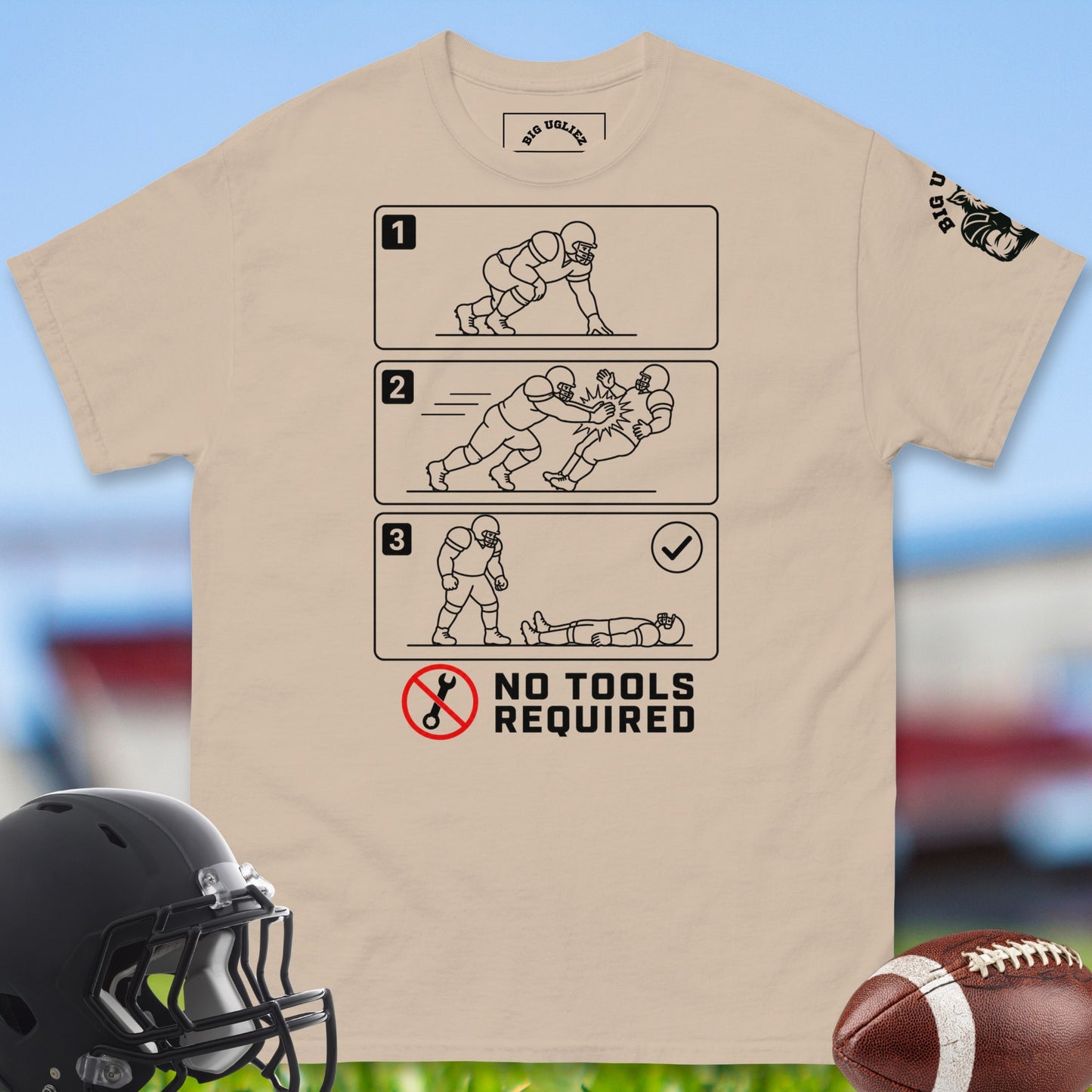 No_Tools_Required_T-shirt_for_Offensive_Lineman_in_Sand