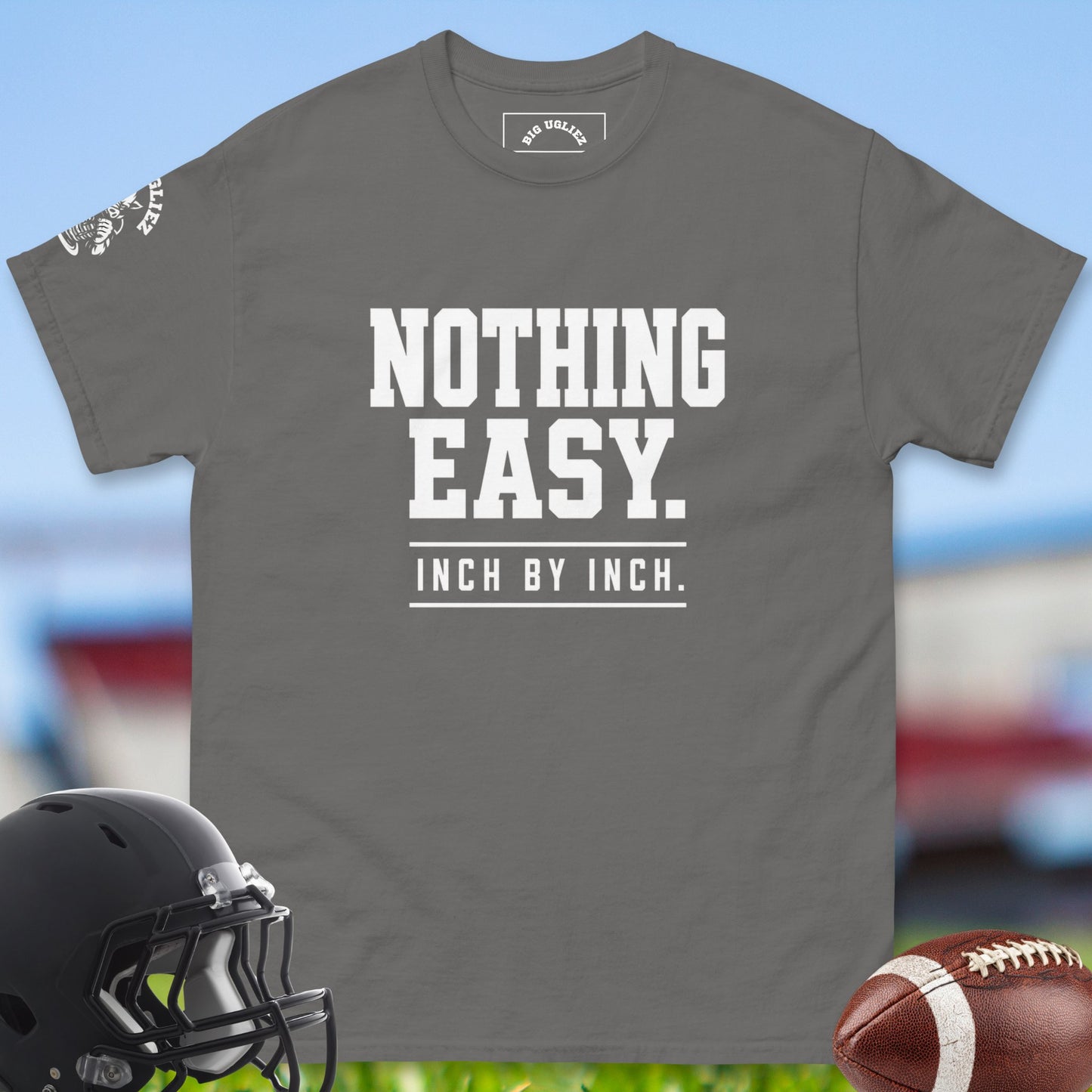 Nothing_Easy_Inch_By_Inch_T-shirt_for_Offensive_Lineman_in_Charcoal