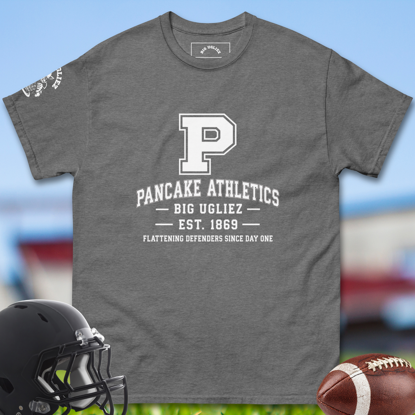 Pancake Athletics Oline Tshirt by Big Ugliez in charcoal