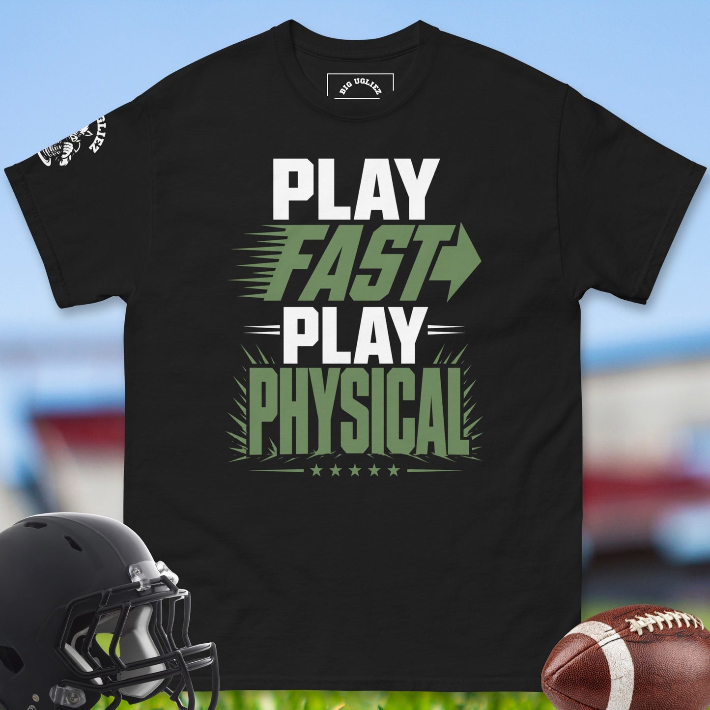 Play_Fast_Play_Physical_T-shirt_for_Offensive_Lineman_in_Black