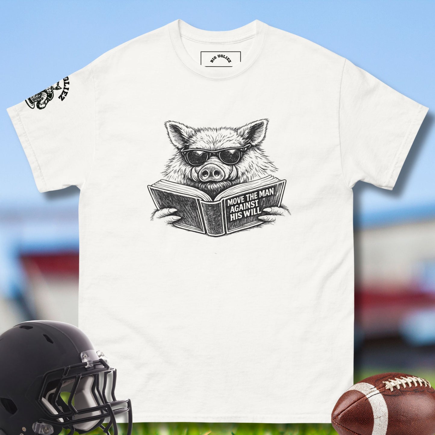 Student of the Game Offensive Lineman T-shirt by Big Ugliez in white