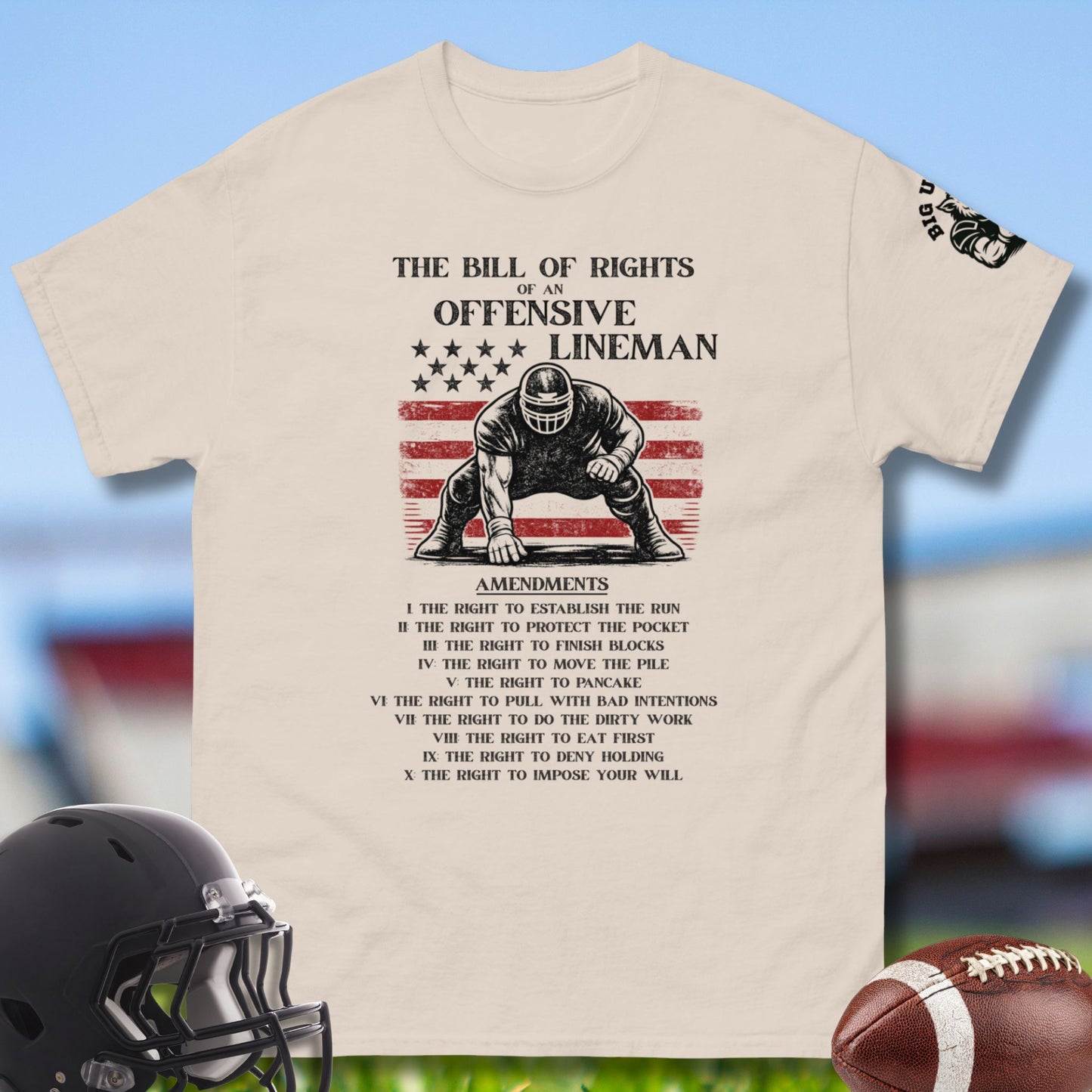 The Bill of Rights of an Offensive Lineman in beige
