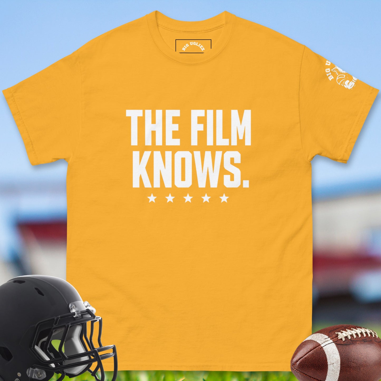 The_Film_Knows_T-shirt_for_Offensive_Lineman_in_Gold