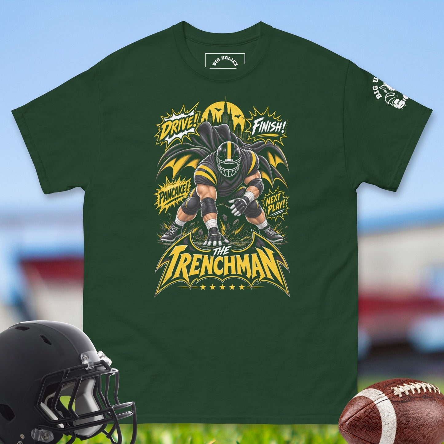 The_Trenchman_T-shirt_for_Offensive_Lineman_in_Forest_Green