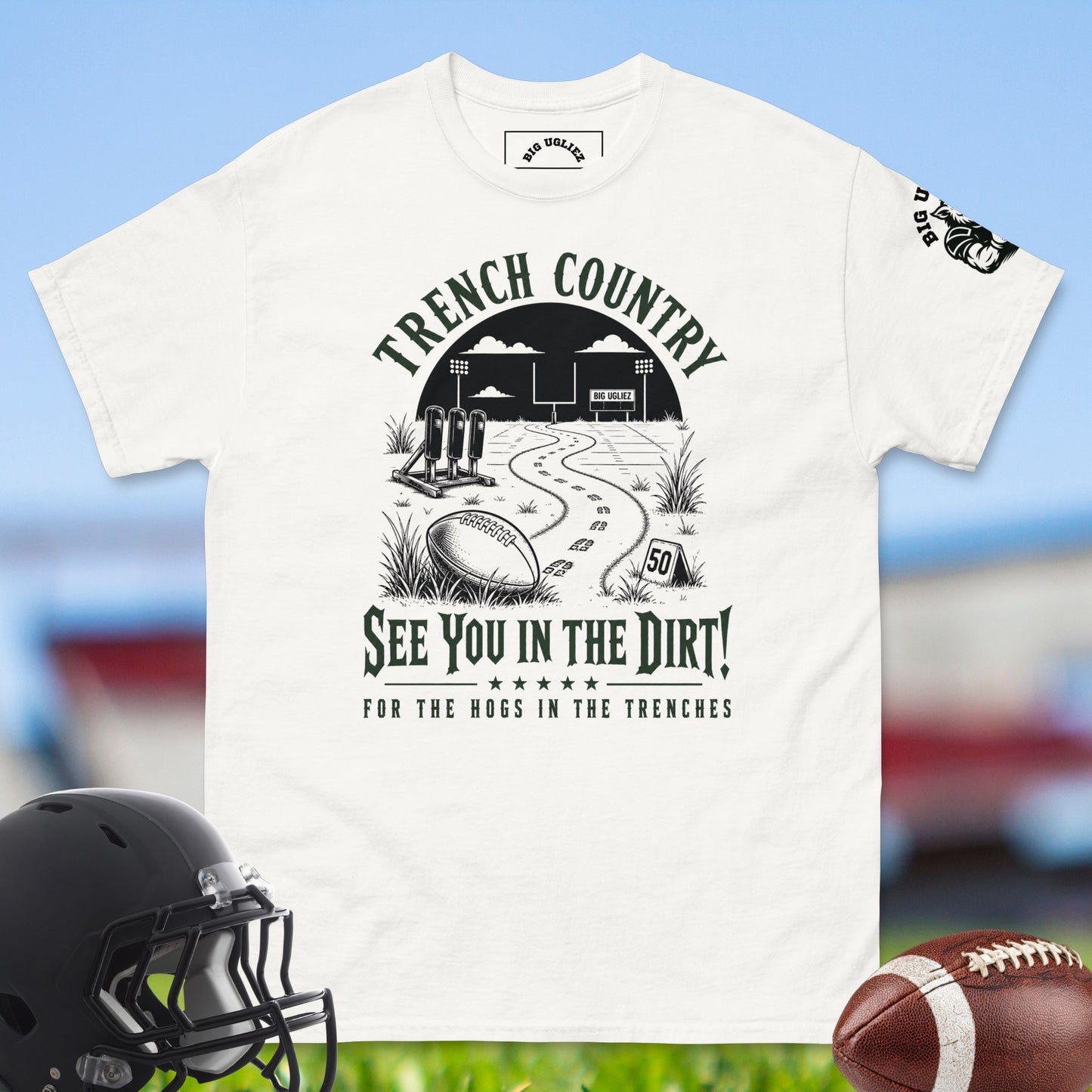 Trench_Country_T-shirt_for_Offensive_Lineman_in_White_by Big Ugliez