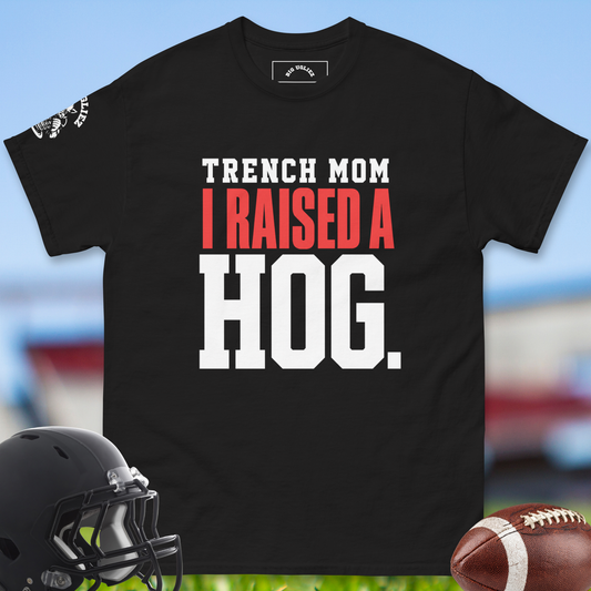 Trench_Mom_I_Raised_A_Hog_T-shirt_for_Offensive_Lineman_in_black