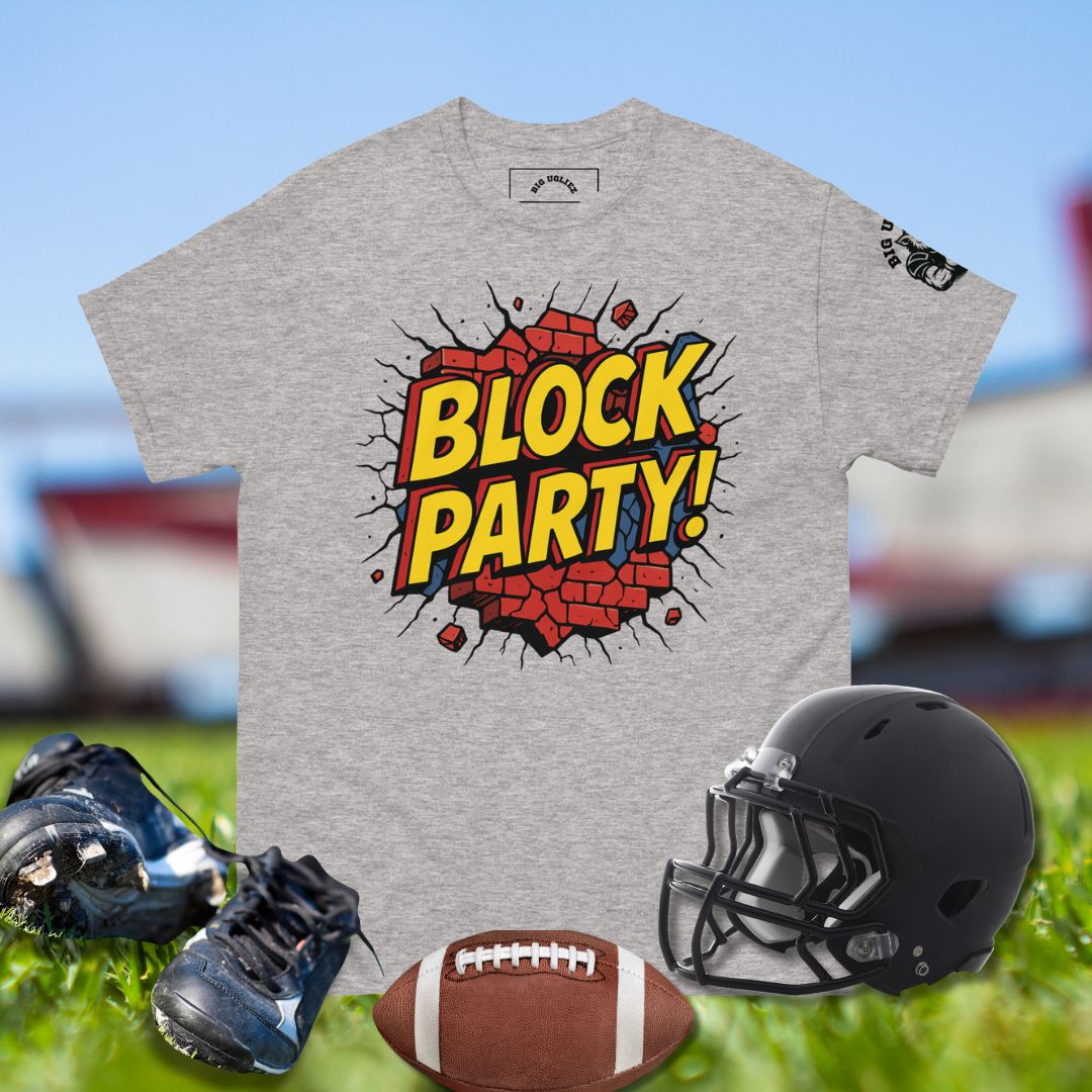 Back of football shirt with syrupy pancake stack smashing through bricks