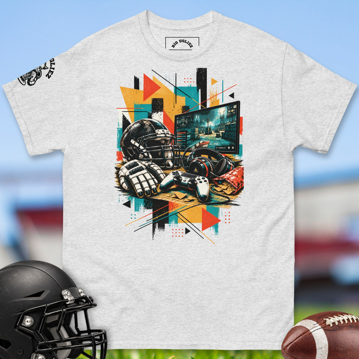 lineman-gaming-setup-offensive-linemen-t-shirts-by-big-ugliez-in-ash