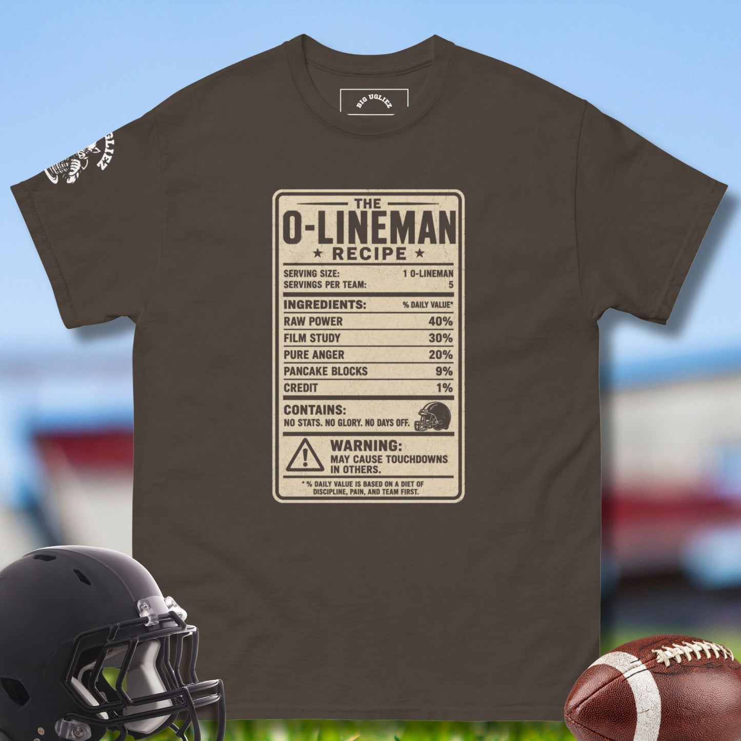 olineman recipe tshirt by Big Ugliez in Navy Blue