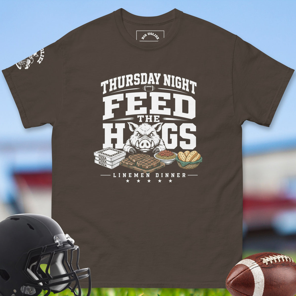 thursday-night-feed-the-hogs-offensive-linemen-t-shirts-by-big-ugliez-in-dark-chocolate