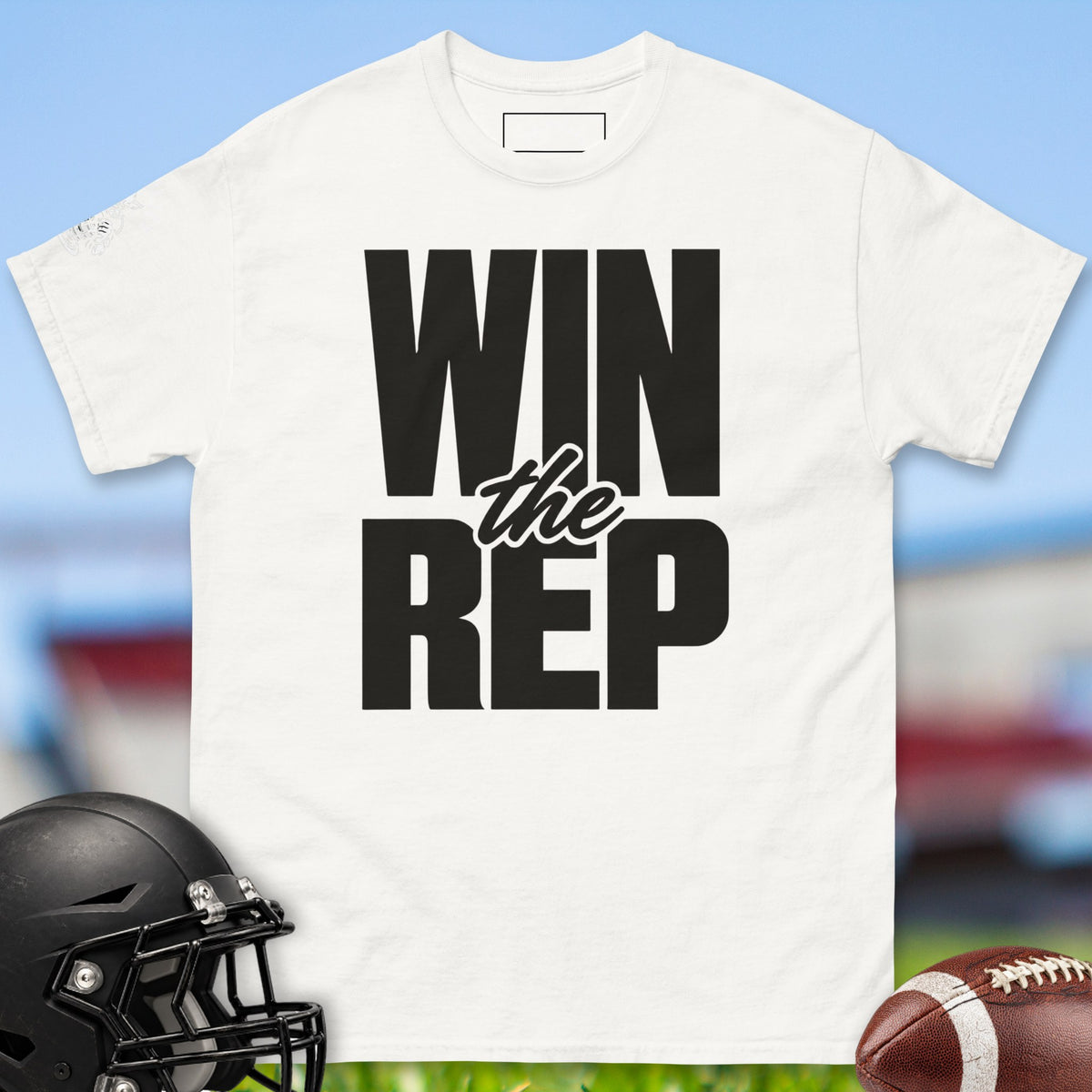Win The Rep offensive lineman t-shirt in White by Big Ugliez