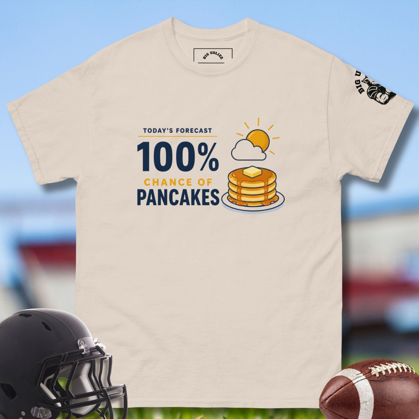 100 percent chance of pancakes tee for oline in natural 