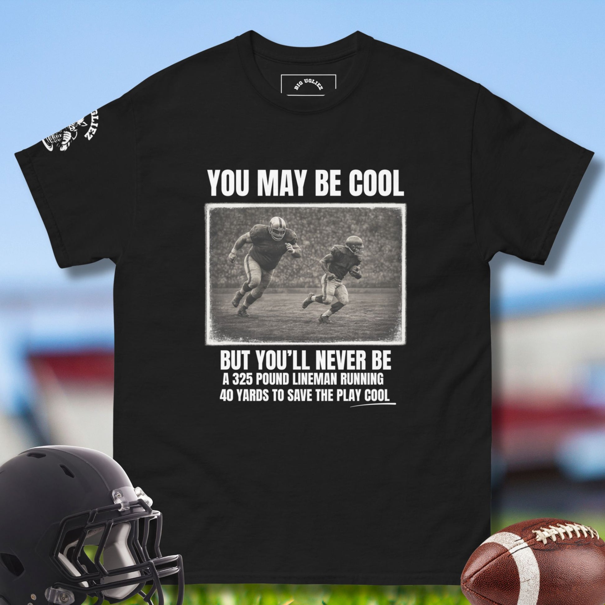 325 Pounds of Cool Lineman Tshirt by Big Ugliez in black - You May Be Cool