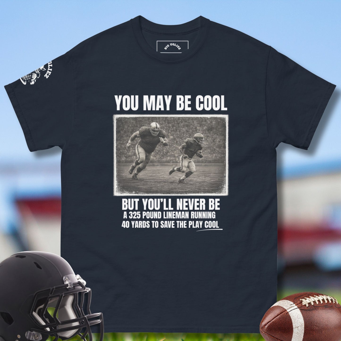 325 Pounds of Cool Lineman Tshirt by Big Ugliez in blue - You May Be Cool
