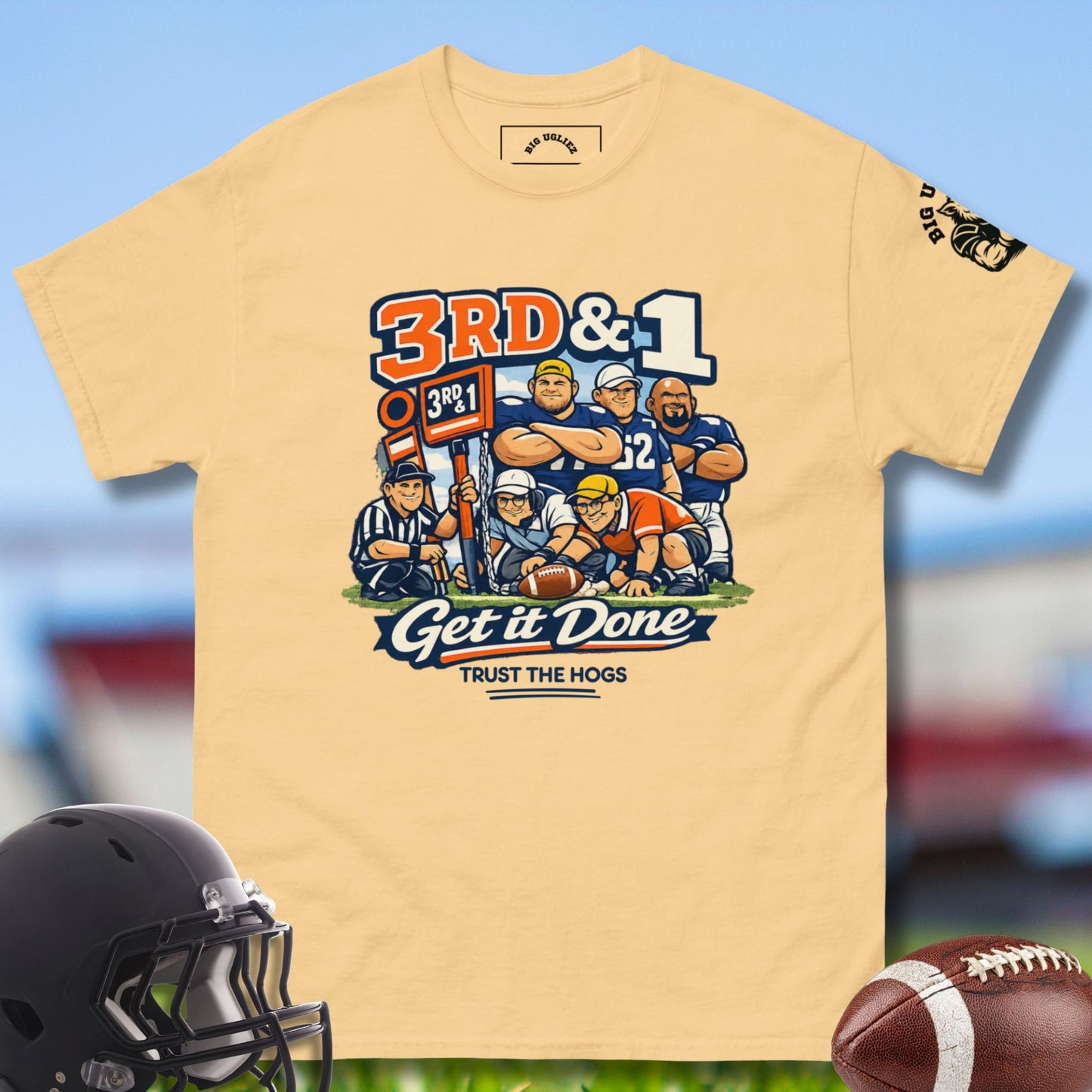 3rd & 1 Get It Done T-shirt for Football O-line Players in Yellow