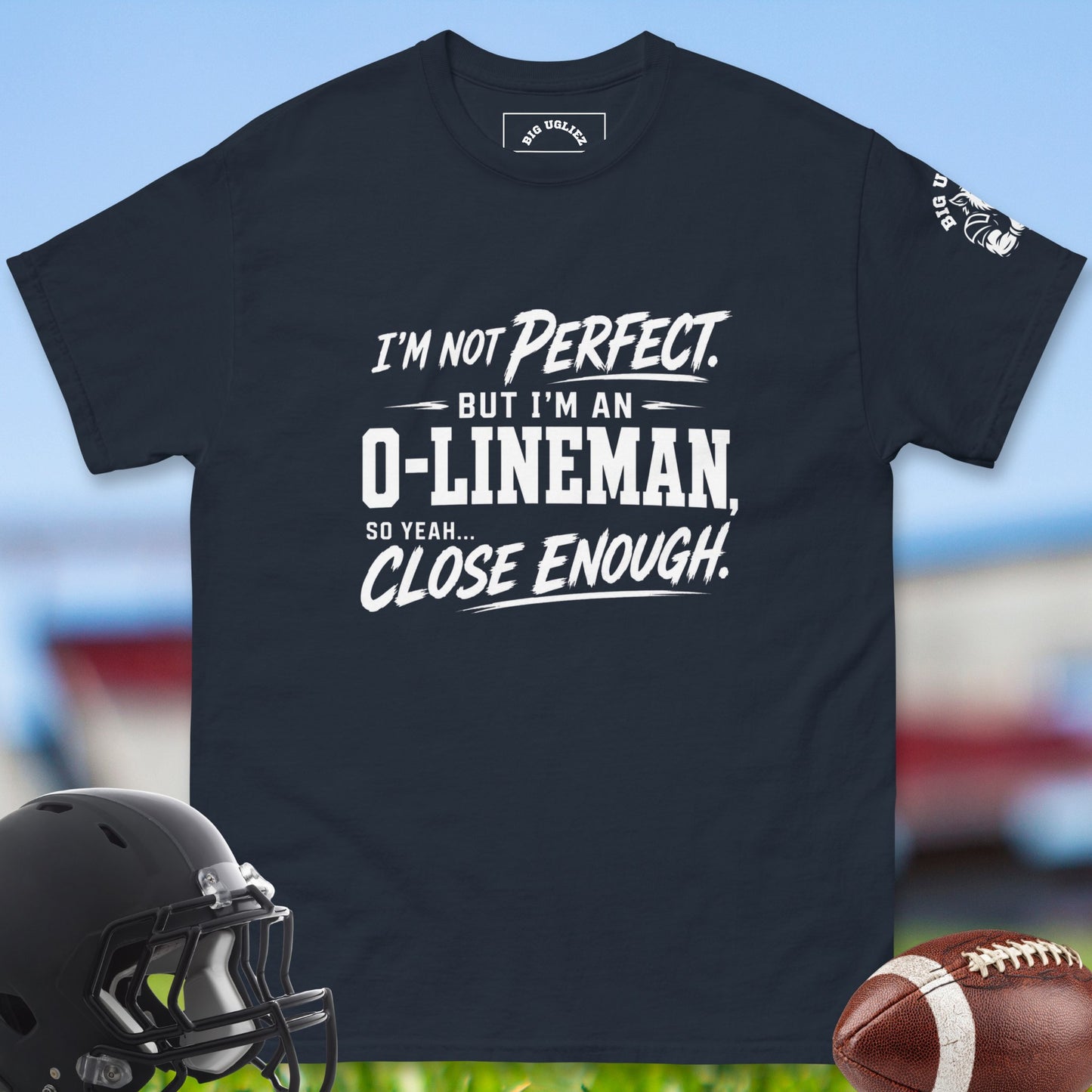 Almost Perfect O-Lineman_T-shirt_for_Offensive_Lineman_in_forrest navy