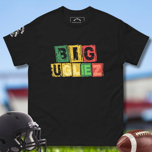 Big Ugliez Block Letters T-shirt for Football Offensive Lineman Player in black