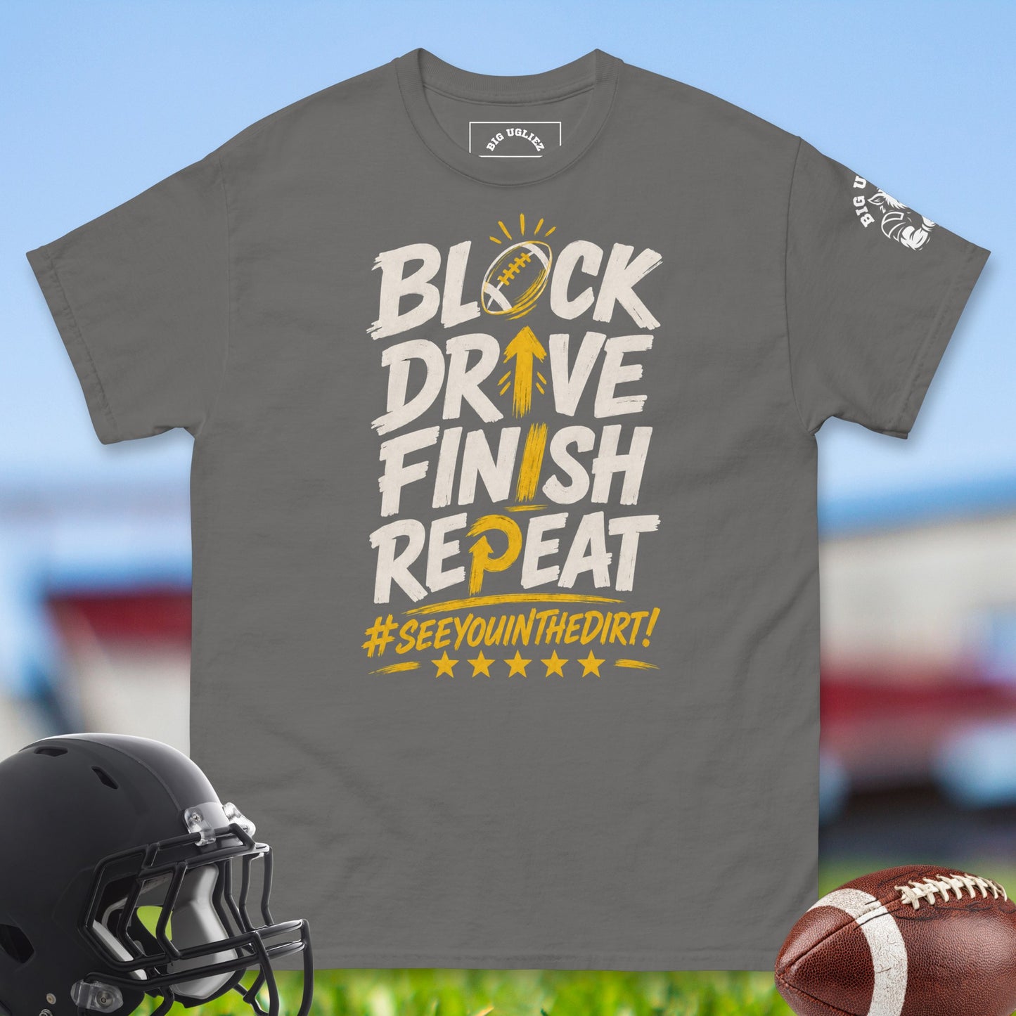 Block_Drive_Finish_Repeat_T-shirt_for_Offensive_Lineman_in_Charcoal
Alt text