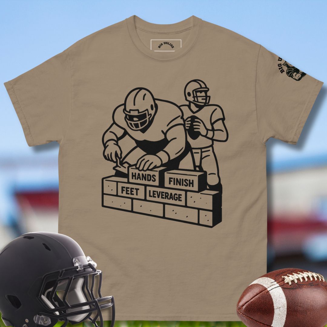 Brick layer tshirt for football olineman in natural color