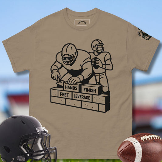 Brick layer tshirt for football olineman in natural color