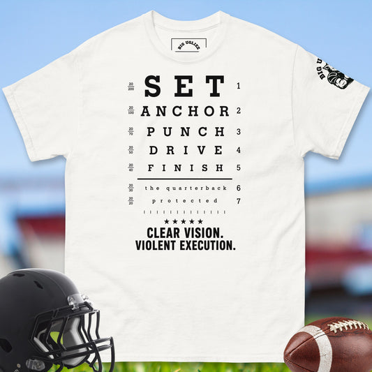 Clear_Vision_Violent_Execution_T-shirt_for_Offensive_Lineman_in_White