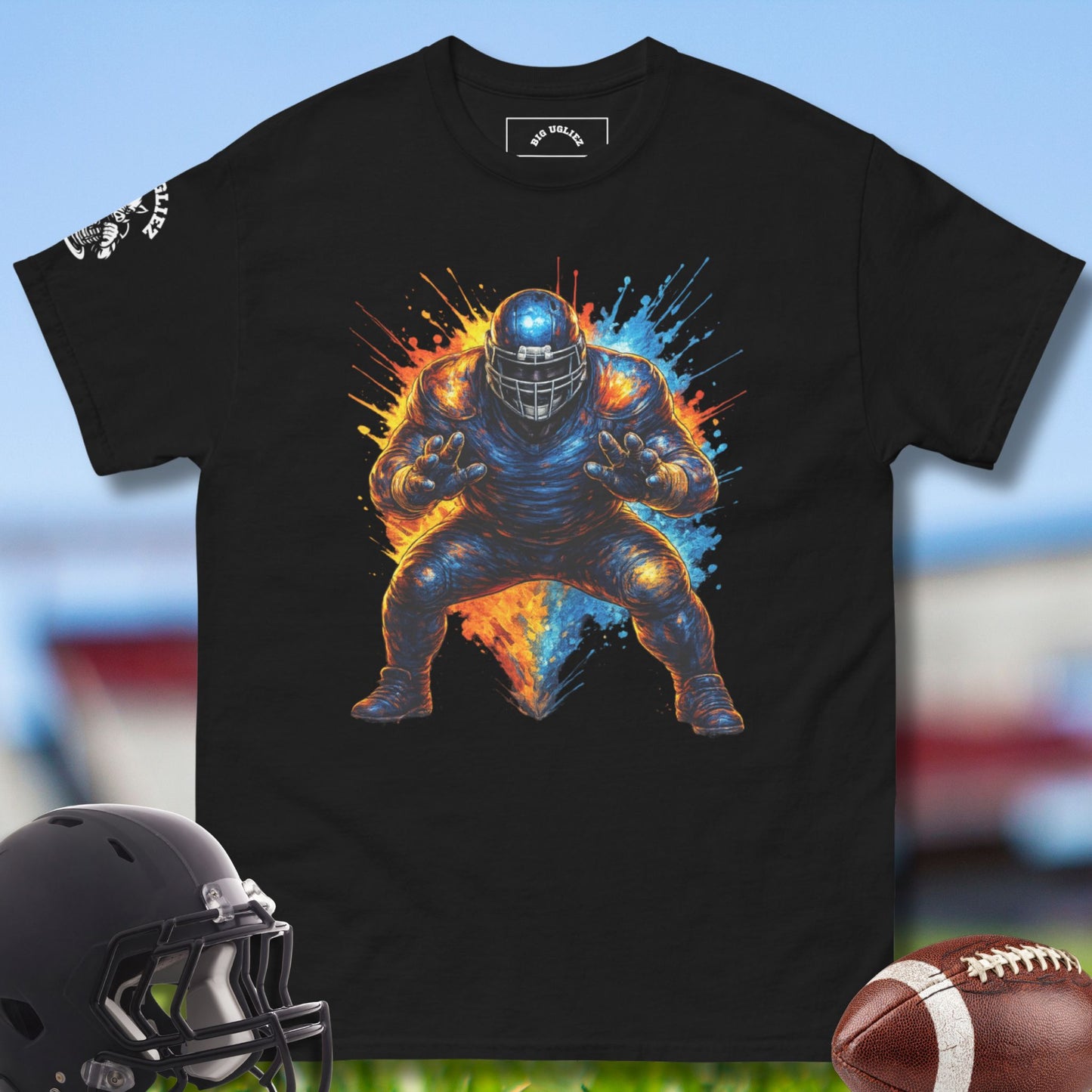 Color_Burst O-lineman Tshirt by Big Ugliez in black