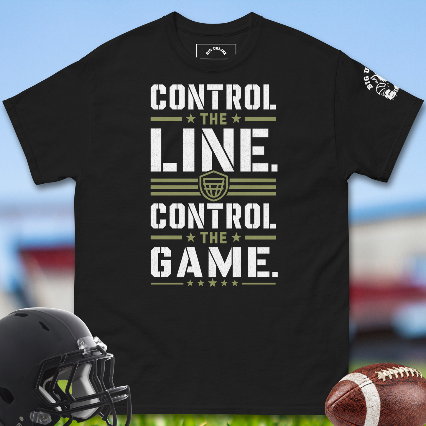 Control_The_Line_Control_The_Game_T-shirt_for_Offensive_Lineman_in_Black