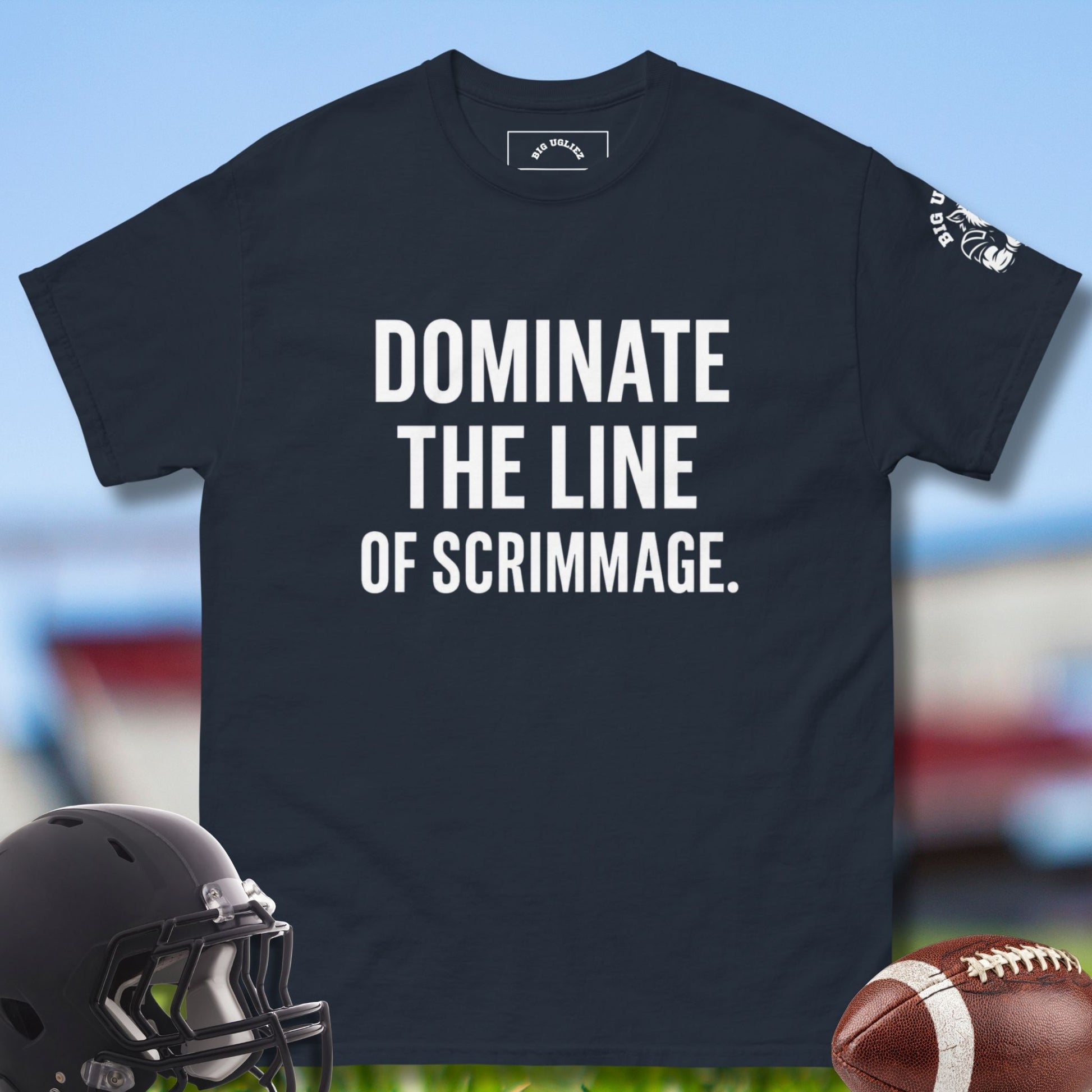 Dominate the Line of Scrimmage Offensive Lineman T-shirt by Big Ugliez in Navy
