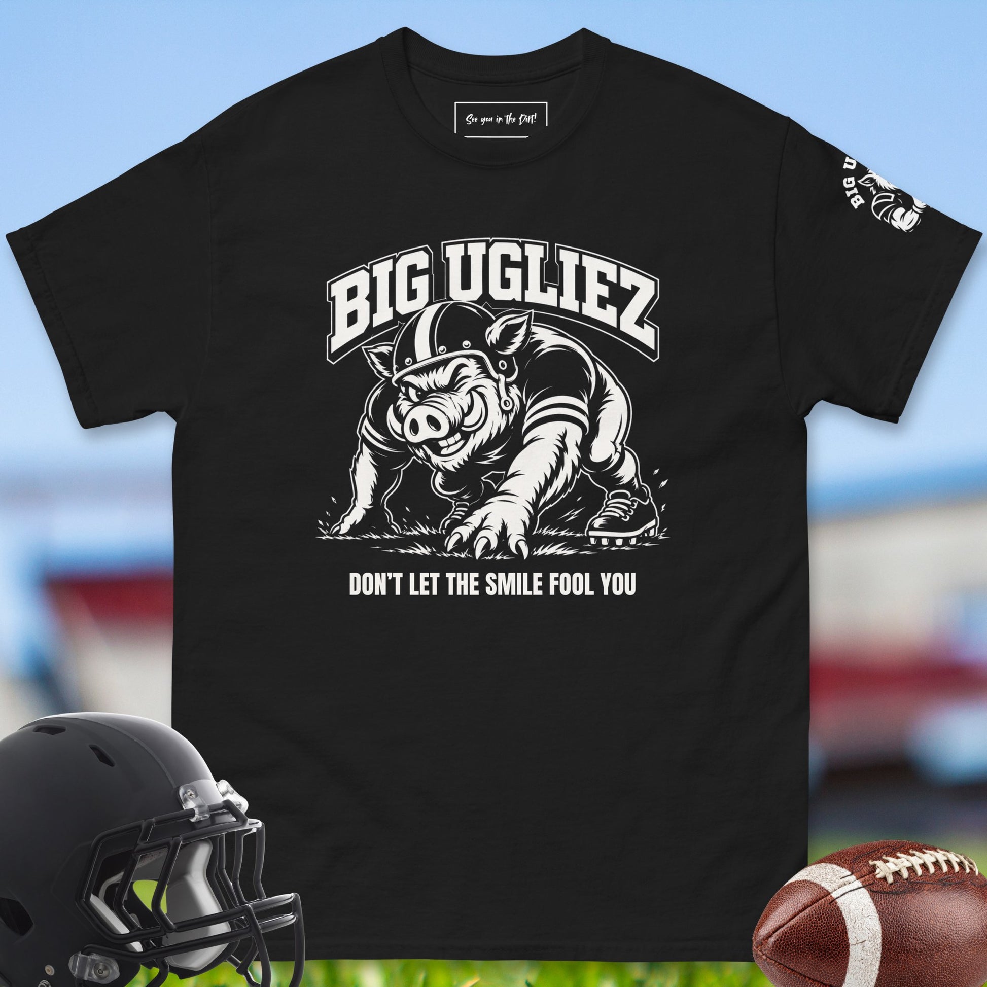 Dont_Let_The_Smile_Fool_You_T-shirt_for_Offensive_Lineman_in_Black