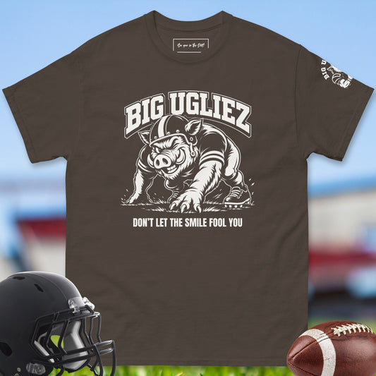 Dont_Let_The_Smile_Fool_You_T-shirt_for_Offensive_Lineman_in_Dark_Chocolate
