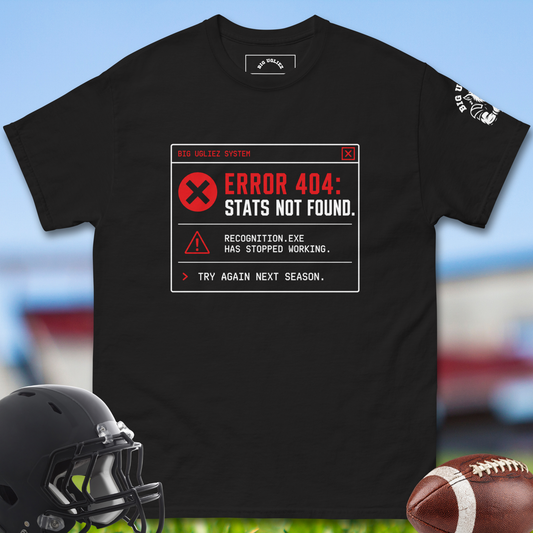 Error_404_Stats_Not_Found_T-shirt_for_Offensive_Lineman_in_Black