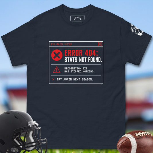 Error_404_Stats_Not_Found_T-shirt_for_Offensive_Lineman_in_Navy