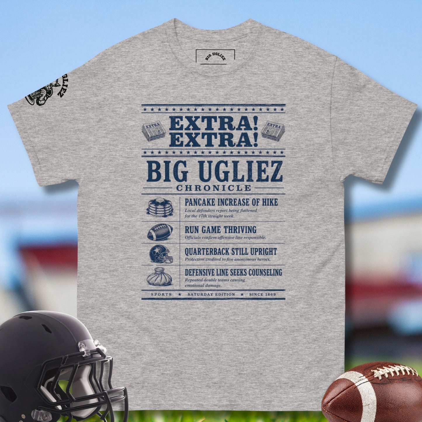 Extra Extra T-shirt for Offensive Linemen by Big Ugliez in gray
