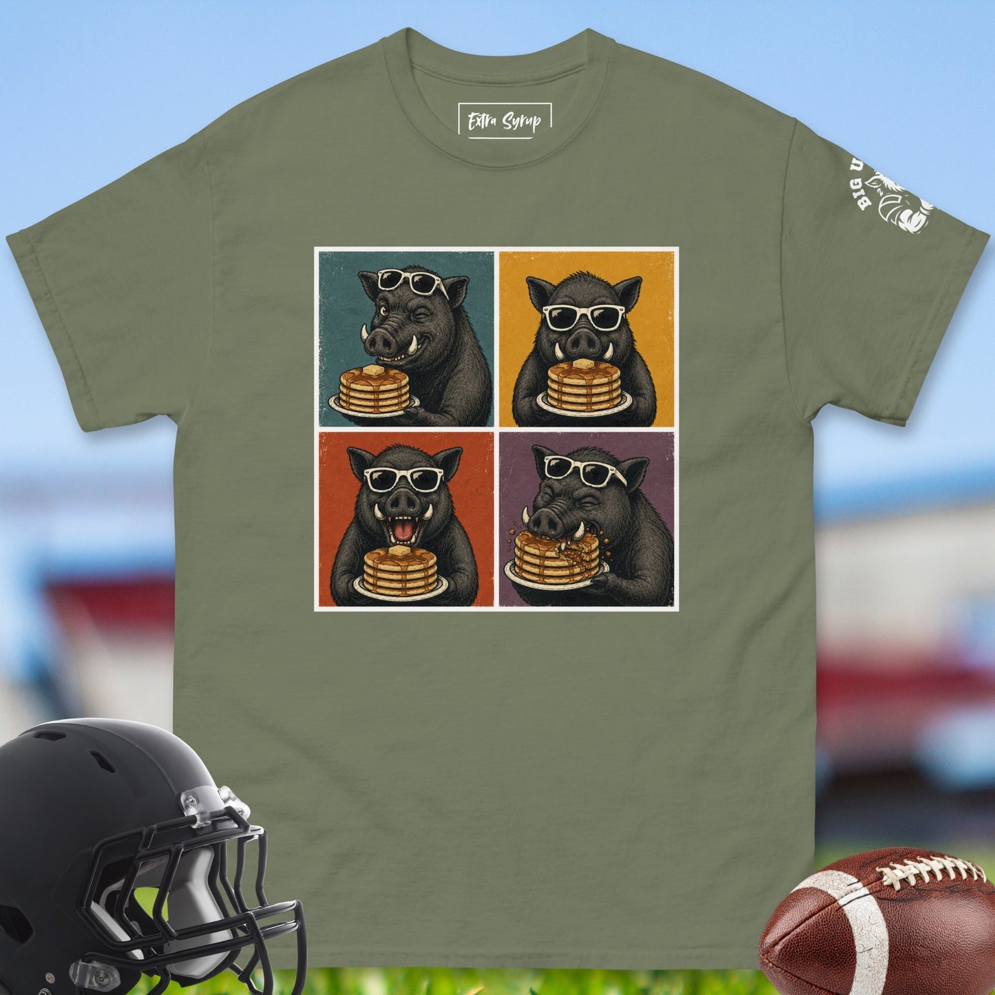 Extra_Syrup_T-shirt_for_Offensive_Lineman_in_Military_Green
