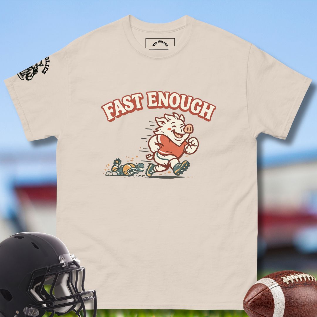 Fast Enough T-shirt for Football Offensive Linemen in beige
