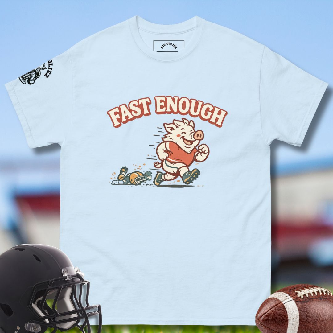 Fast Enough T-shirt for Football Offensive Linemen in blue