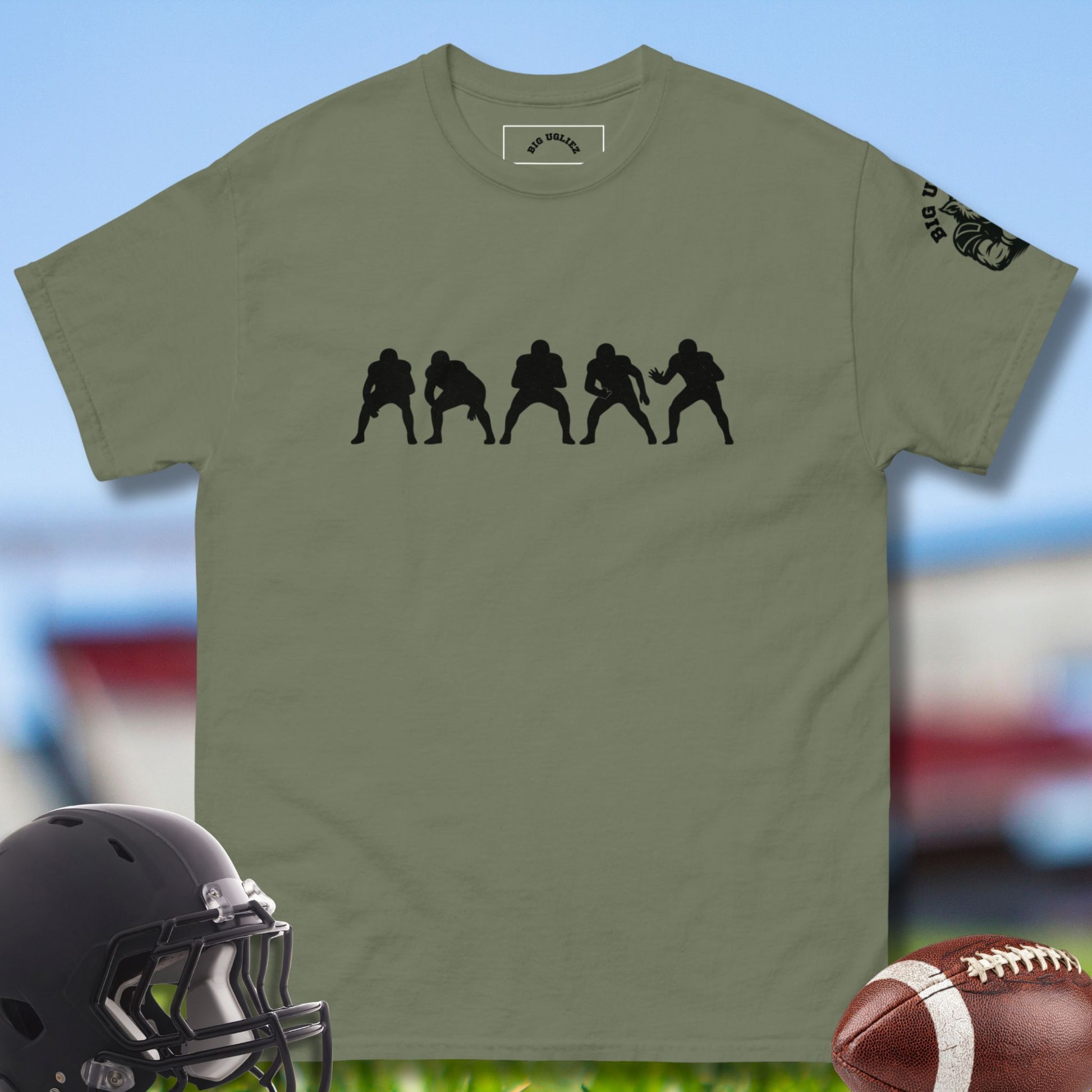 Five Linemen Formation T-shirt for the Oline by Big Ugliez in army