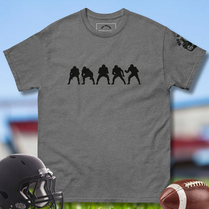 Five Linemen Formation T-shirt for the Oline by Big Ugliez in gray