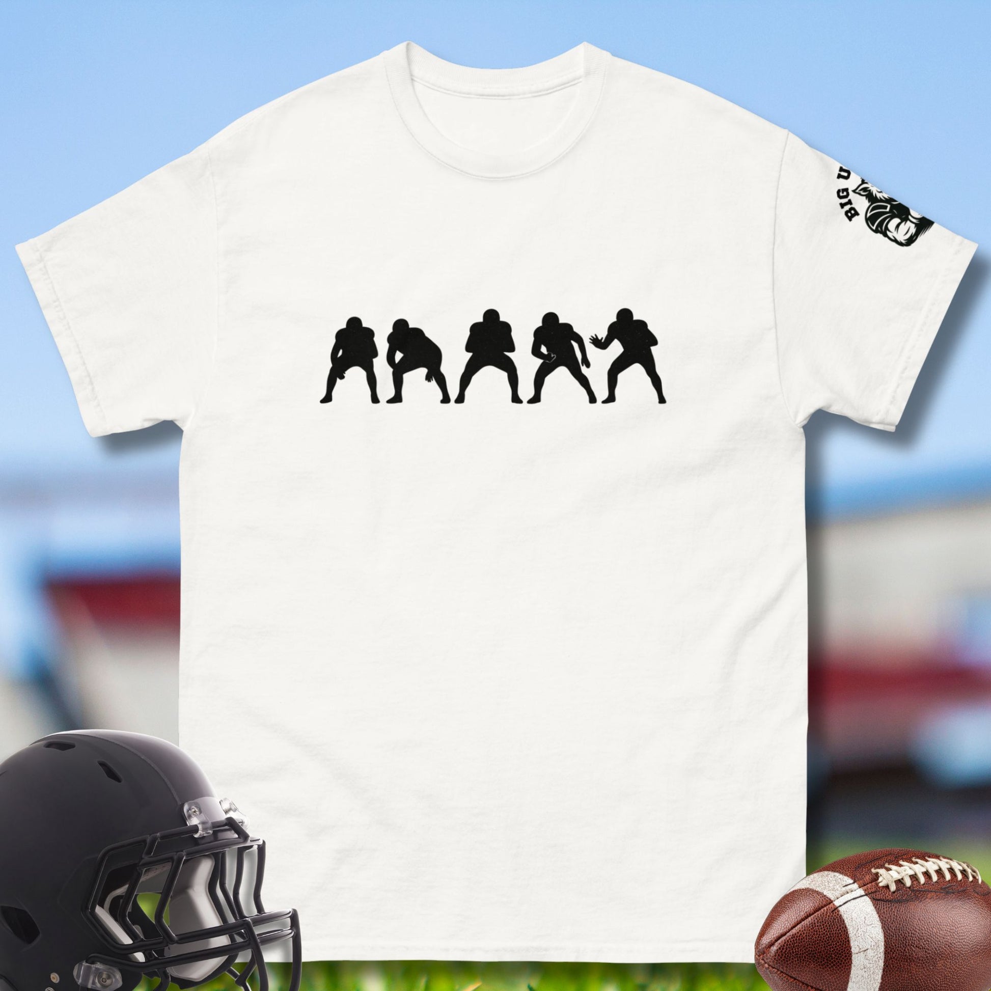 Five Linemen Formation T-shirt for the Oline by Big Ugliez in white