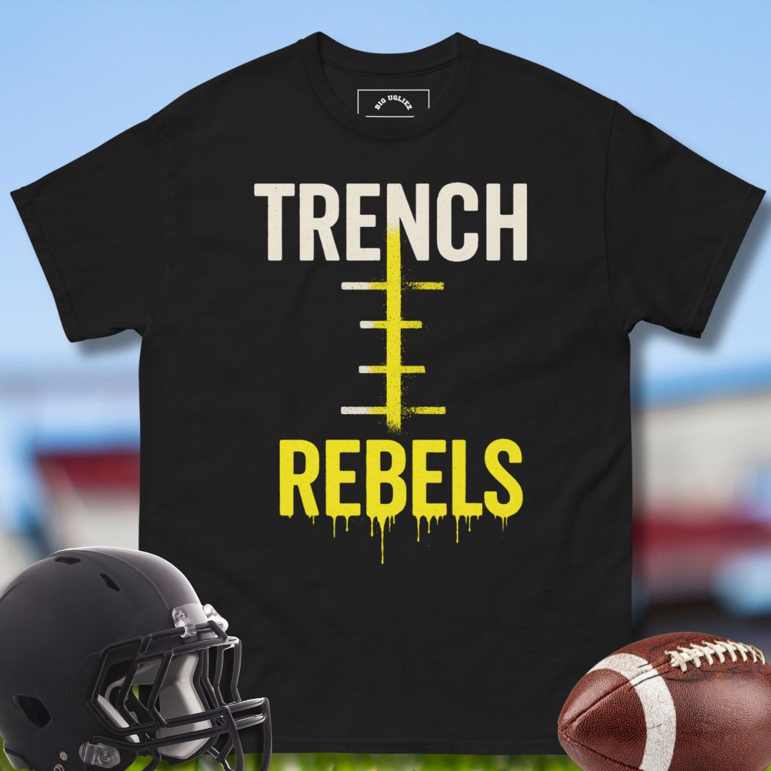 Football Olineman Tshirt with Trench Rebel design by Big Ugliez