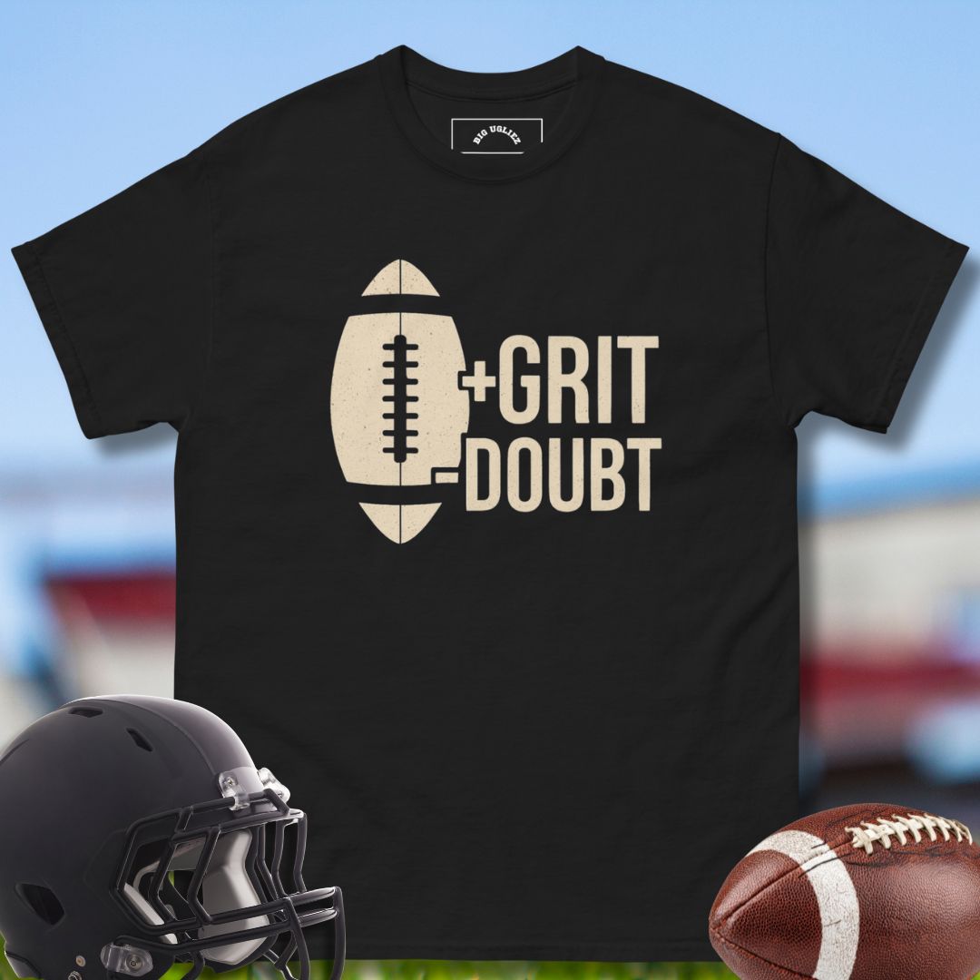 Football plus Grit minus doubt olineman tshirt