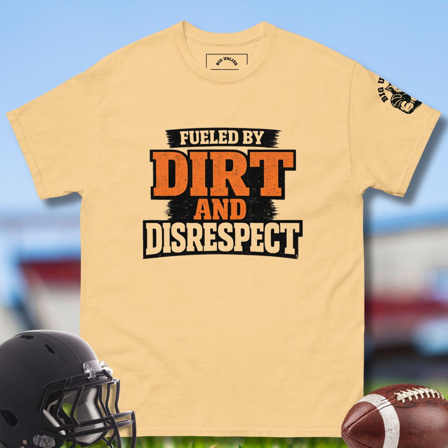 Fueled by Dirt and Disrespect Tshirt for olineman in yellow