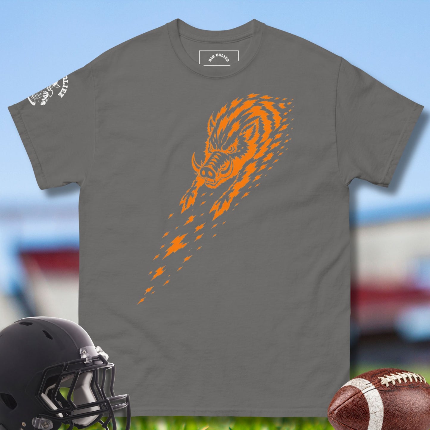Full Charge T-shirt for Offensive Linemen in charcoal