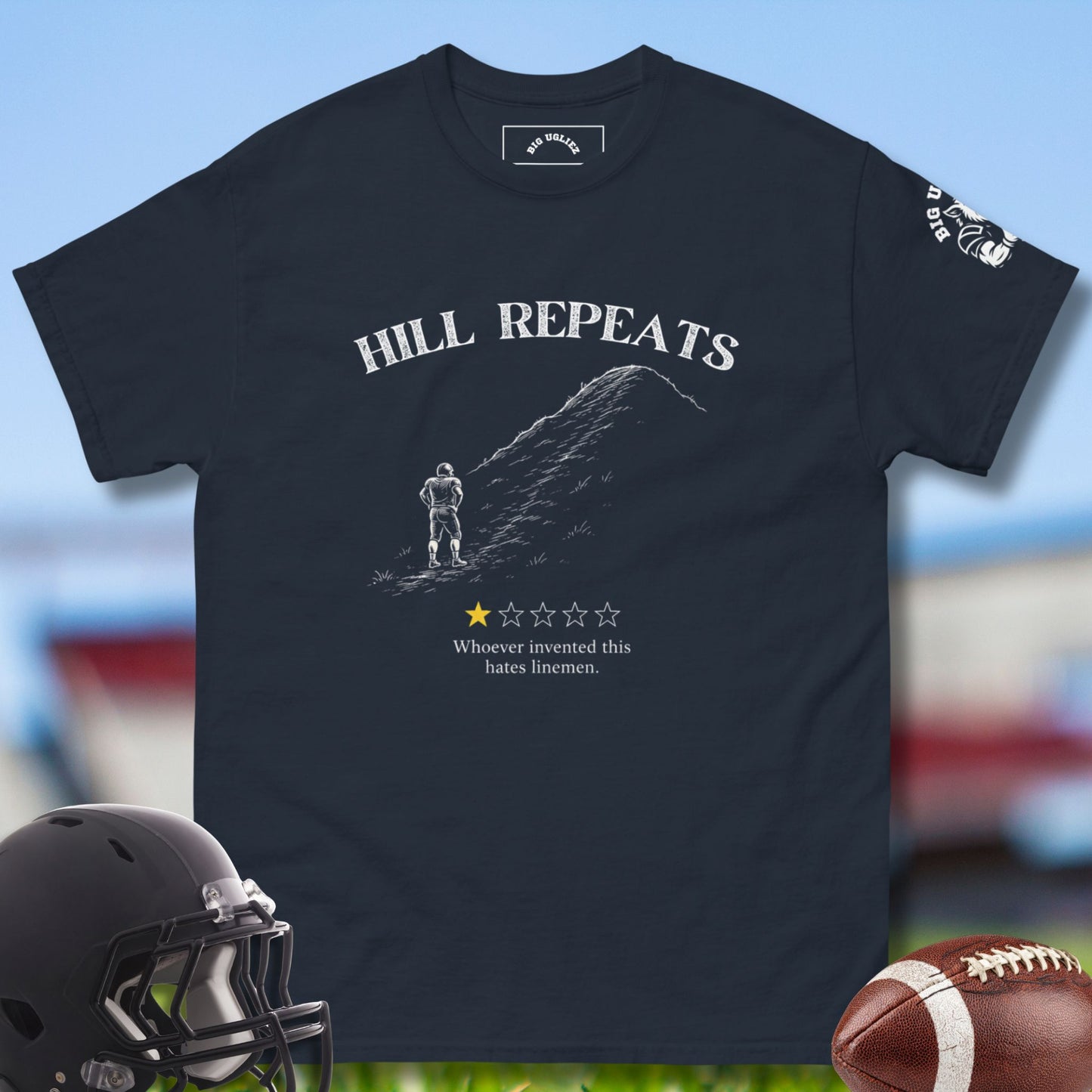 Hill Repeats Suck T-shirt for O-linemen by Big Ugliez in blue
